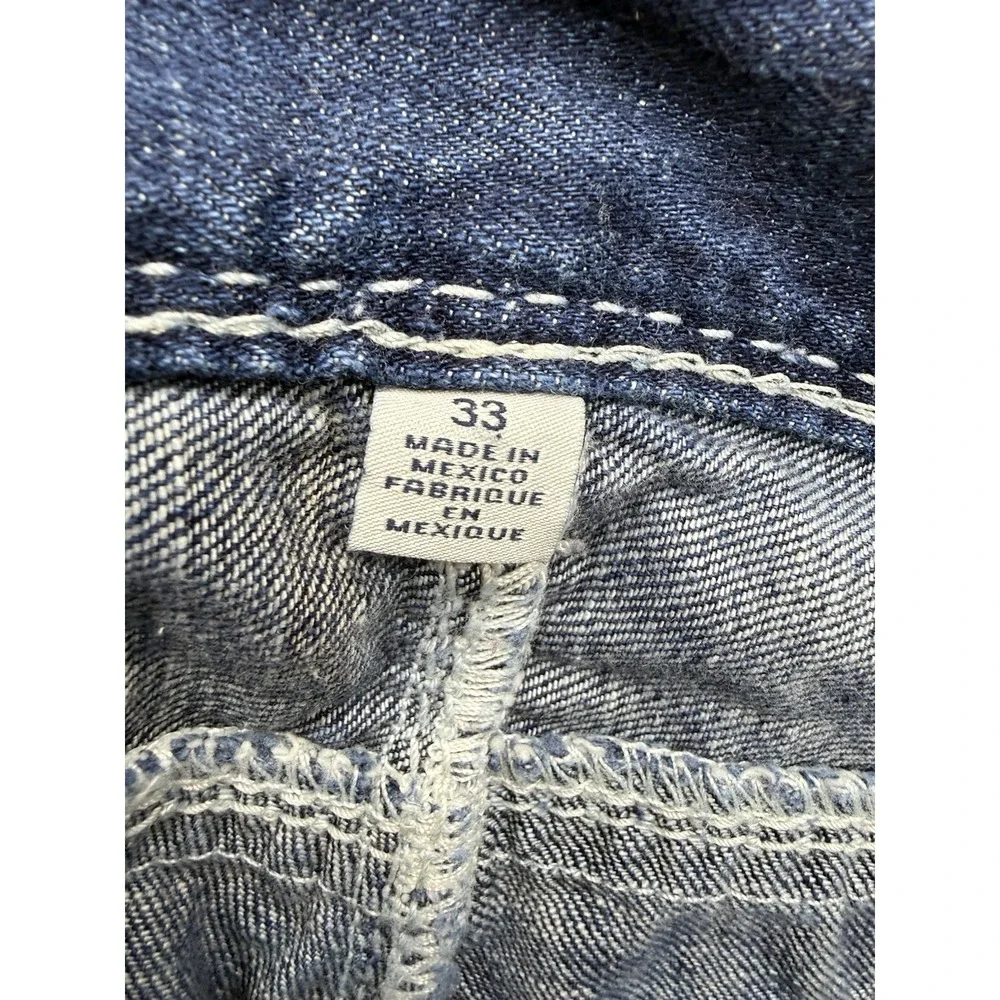 True Religion Straight Mega T Jeans Mens 33 Flap Pocket Mud Slinger Thick Stitch